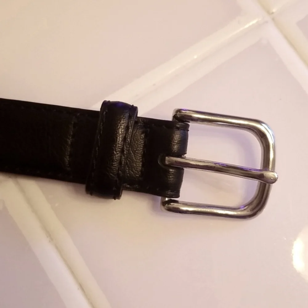 Black Leather Belt M 26-28 Synthetic